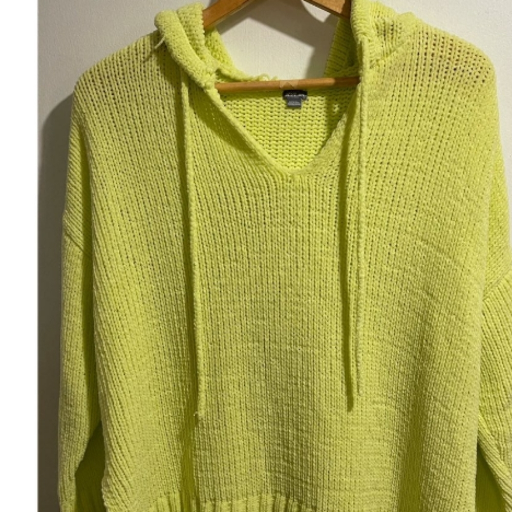 Aerie oversized neon green hooded sweater
